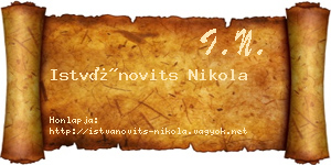 Istvánovits Nikola névjegykártya